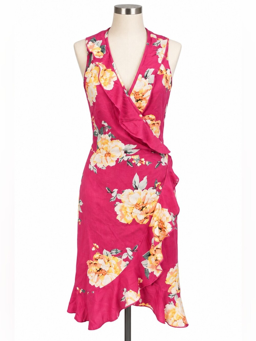 Charlotte Russe Magenta Floral Wrap Midi Dress